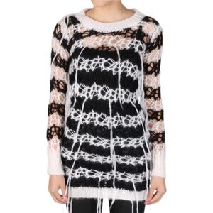 NWT • FAITH CONNEXION | Black / White Mohair Blend Grunge Dress in Size Small …